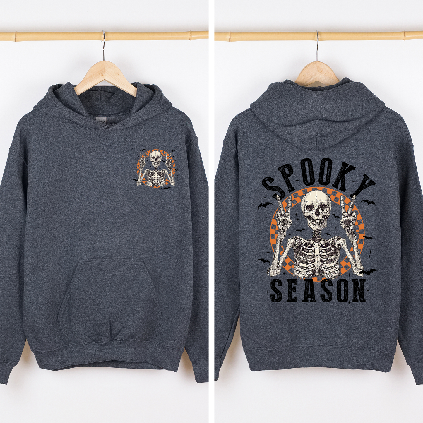 Spooky Season Front and Back Skeleton Graphic Hoodie Hooded Sweatshirt Refinery Number One