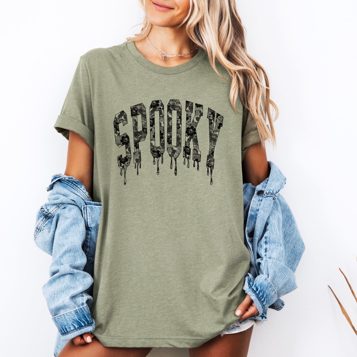 Spooky, Faux Lace, Halloween, Coquette, Tshirt