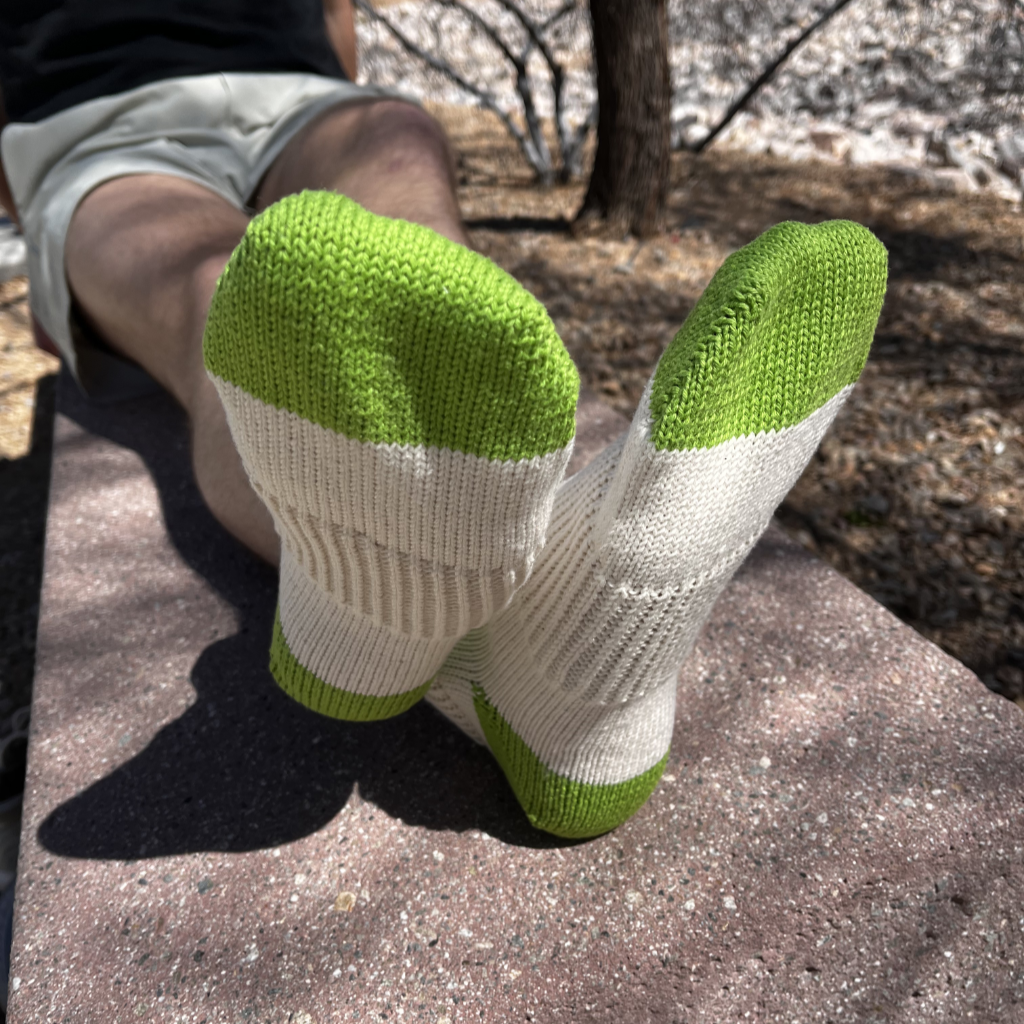 Men's 100% Cotton Sport Ankle Socks Black Color with Green Heel and Toe