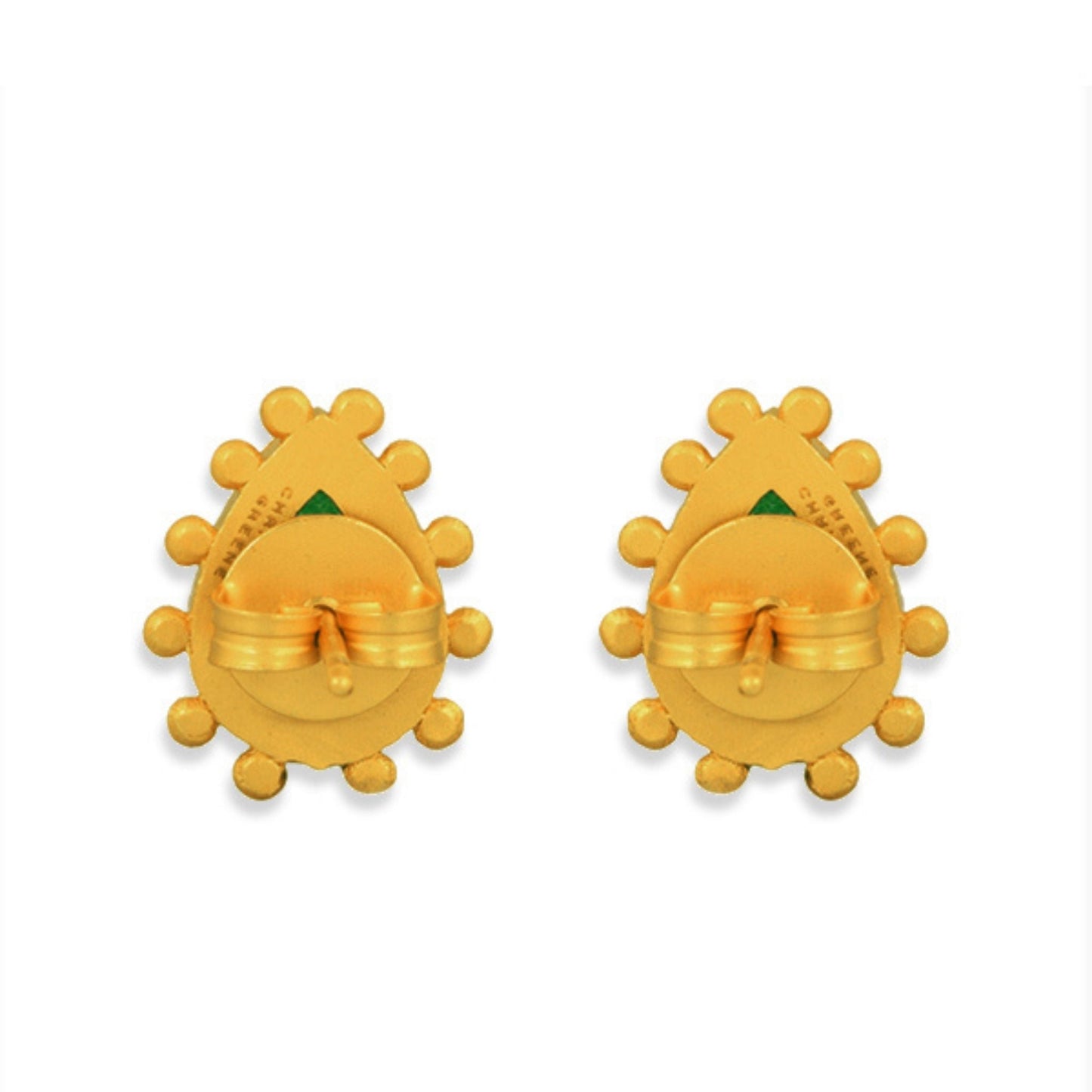 Starburst Stud Earrings - Green Strawberry Quartz