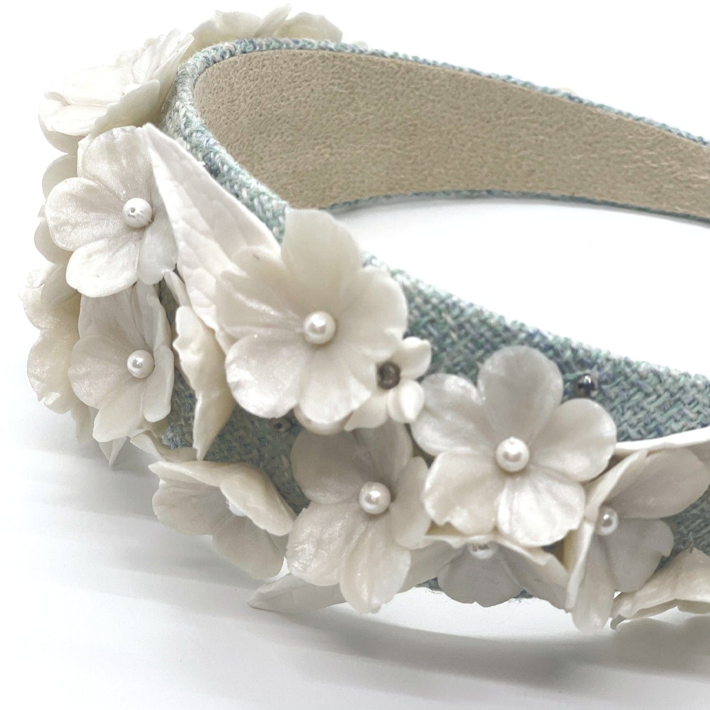 Stephanotis Pearl Floral Headband Handmade Polymer Clay ADIBA