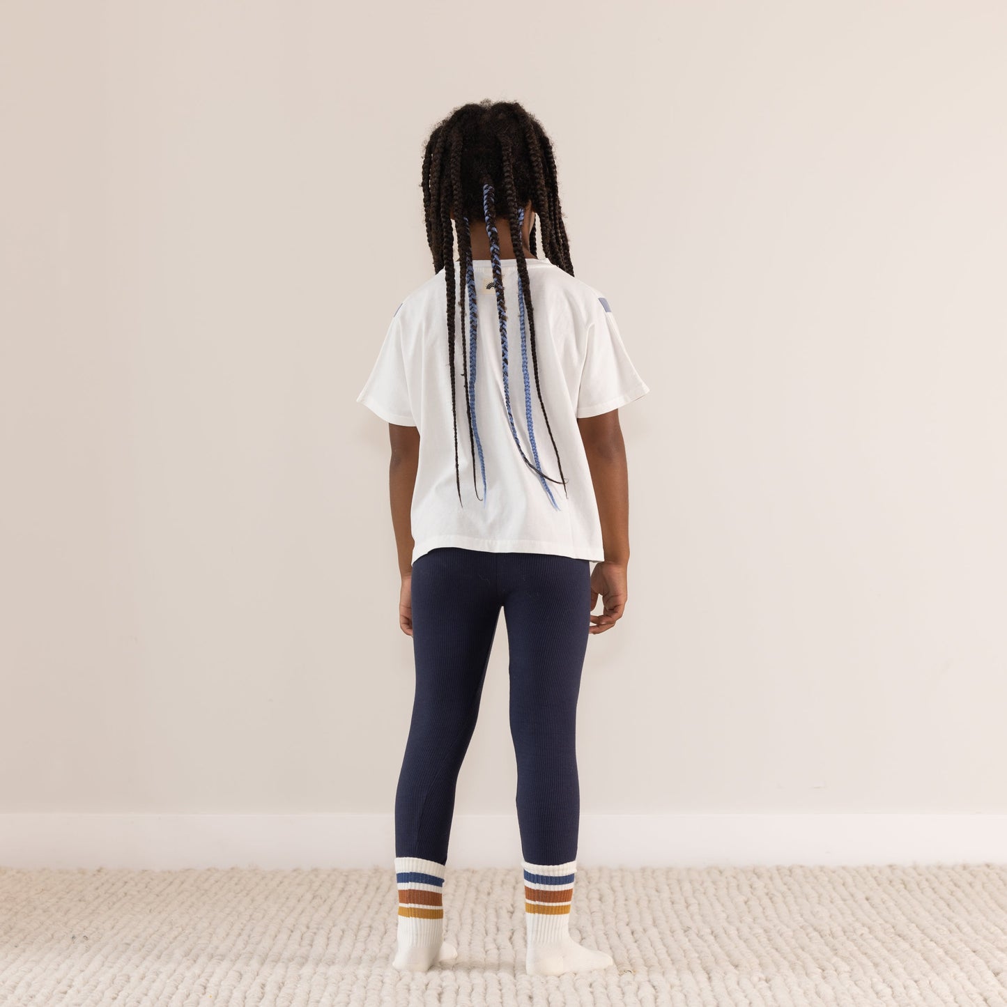 Blue Cotton Spandex Leggings