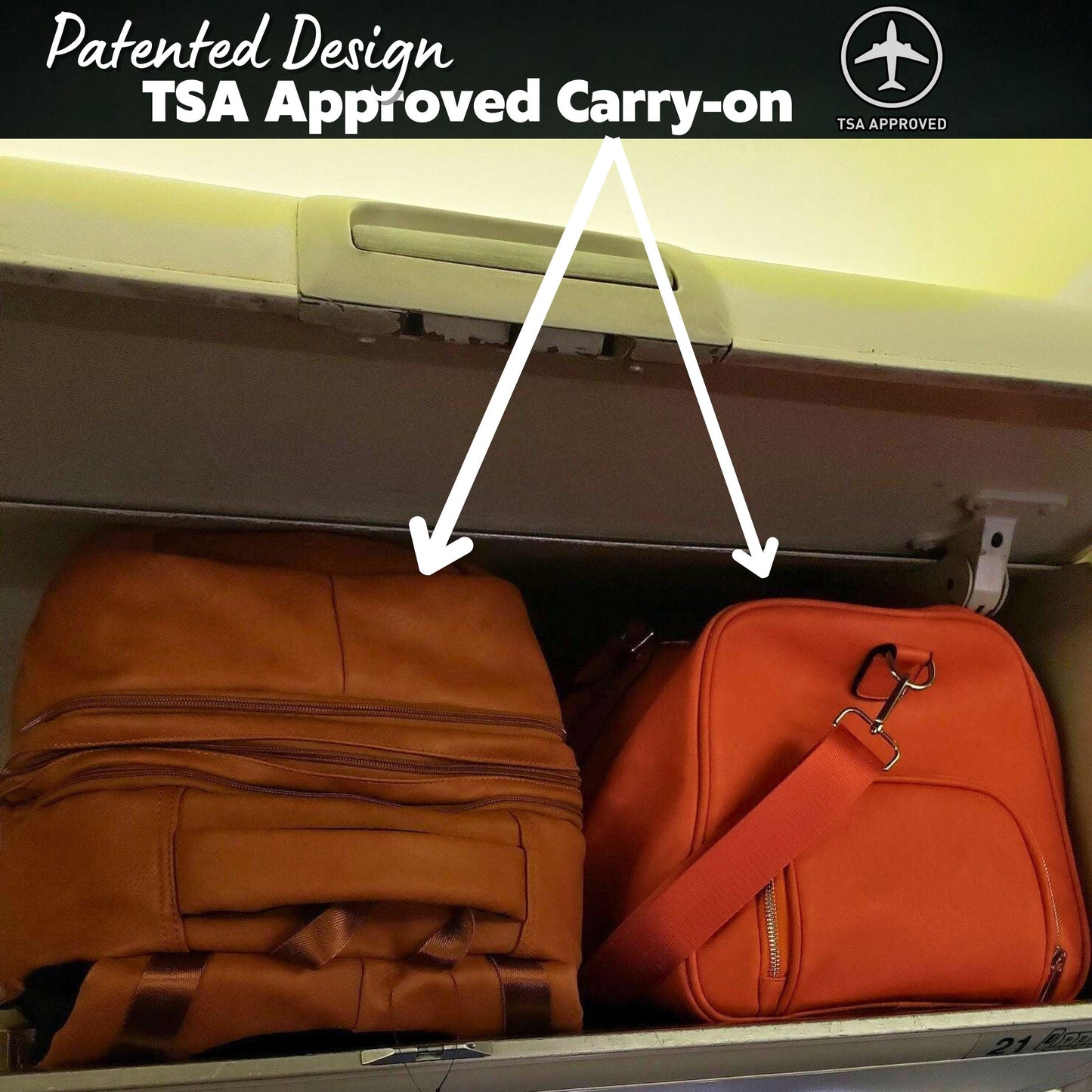 Brown Leather XL Carry-on Bag TSA Approved Sole Premise