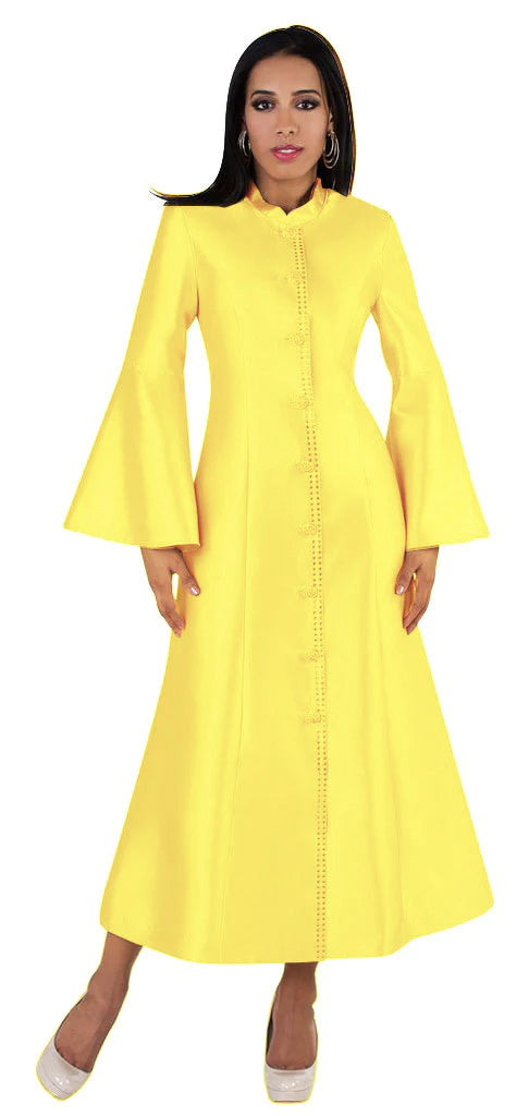 Yellow Silk Flare Sleeve Church Robe Tally Taylor