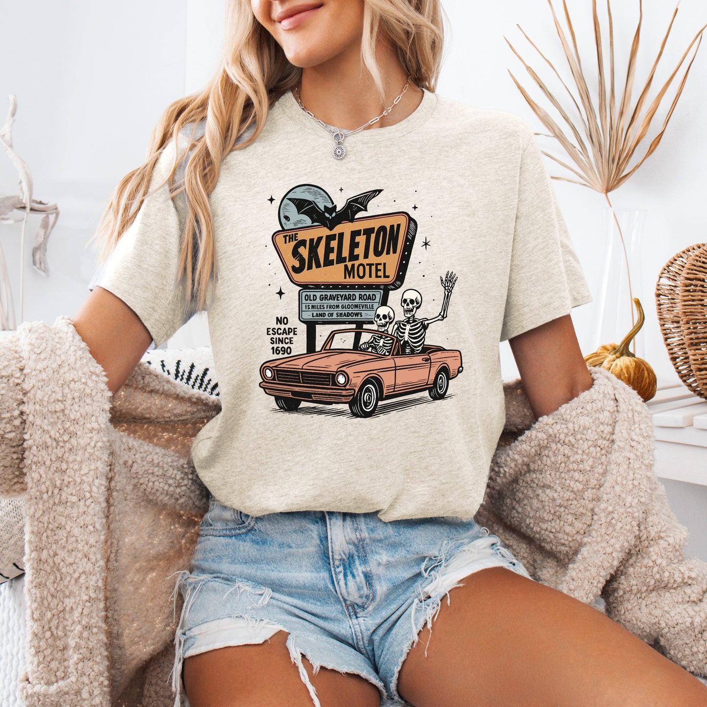 Skeleton Motel Spooky Halloween T Shirt Refinery Number One