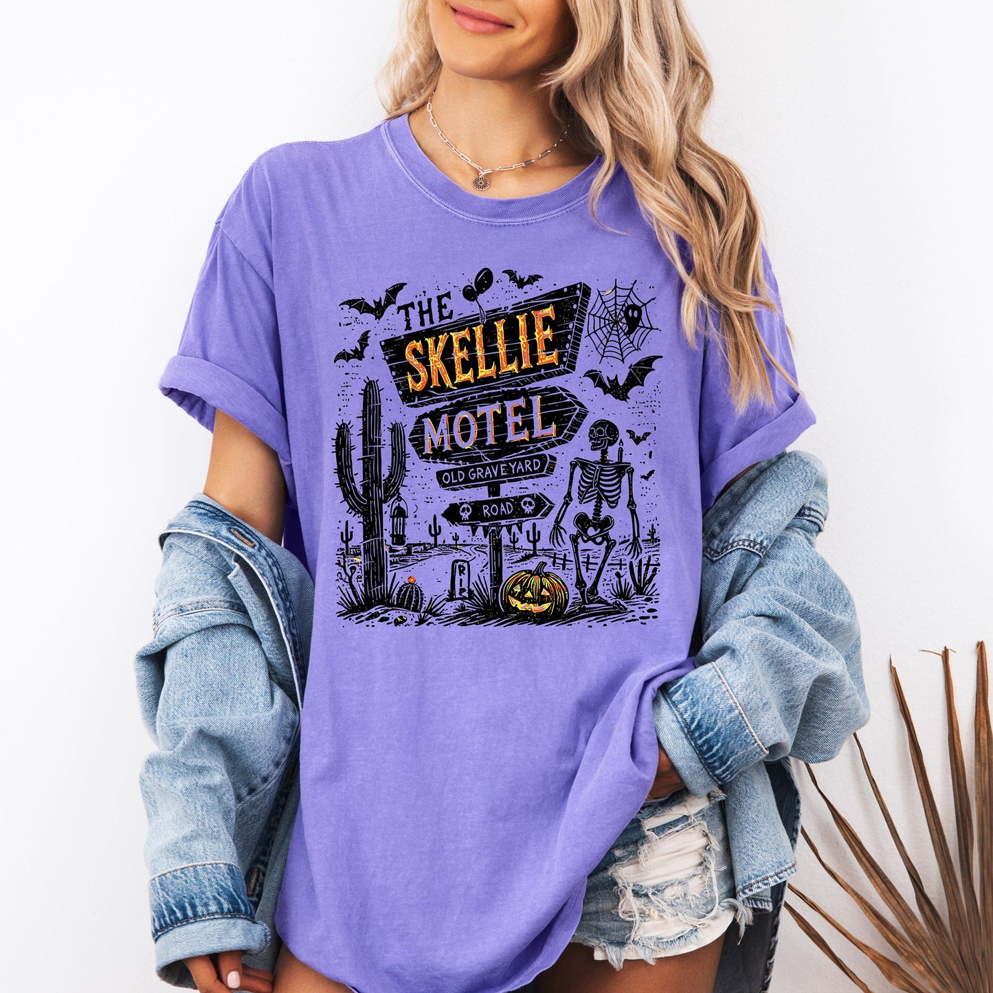 The Skellie Motel, Skeleton, Halloween, Comfort Colors T-Shirt