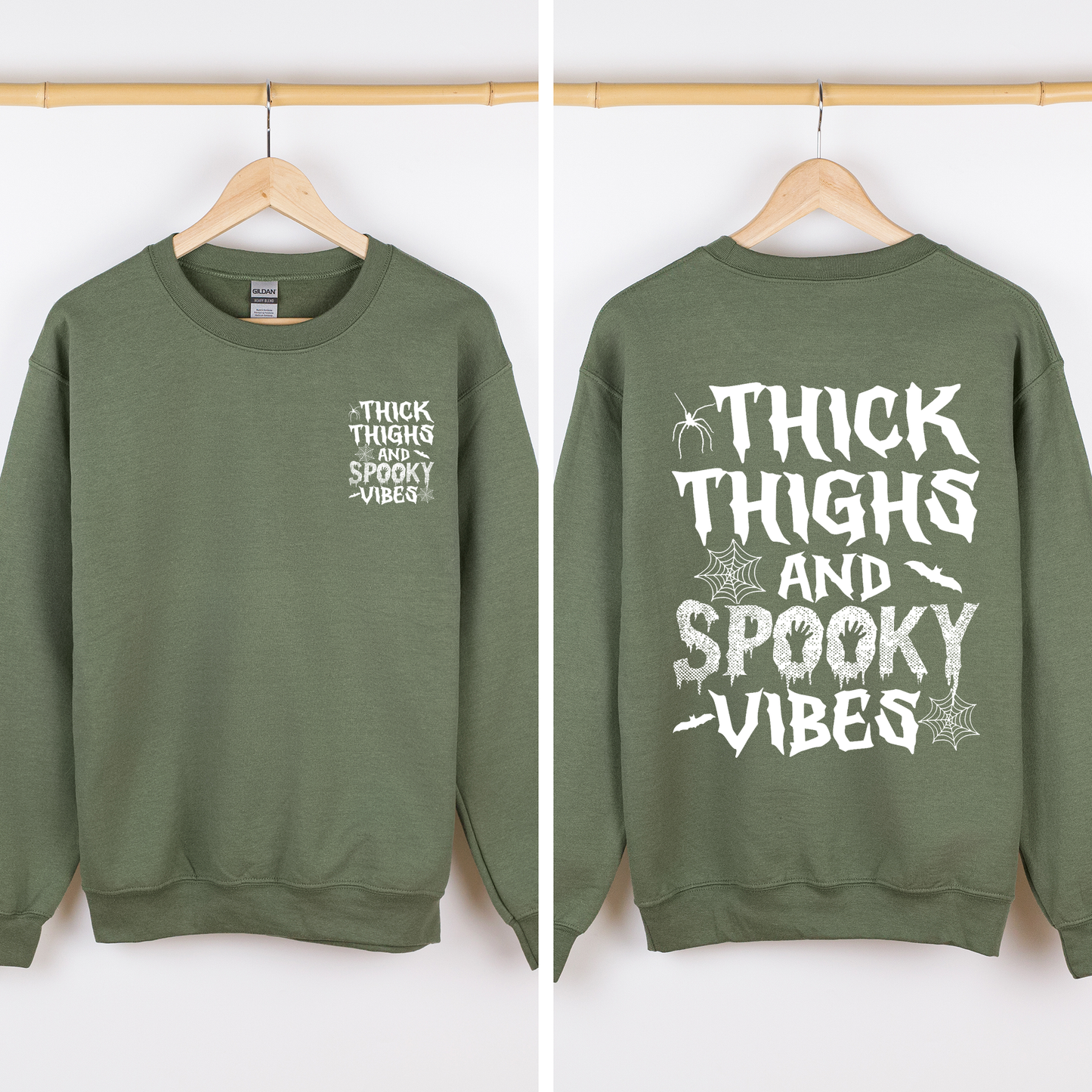 Thick Thighs Spooky Vibes Front and Back Halloween Hoodie Fall Hoodie