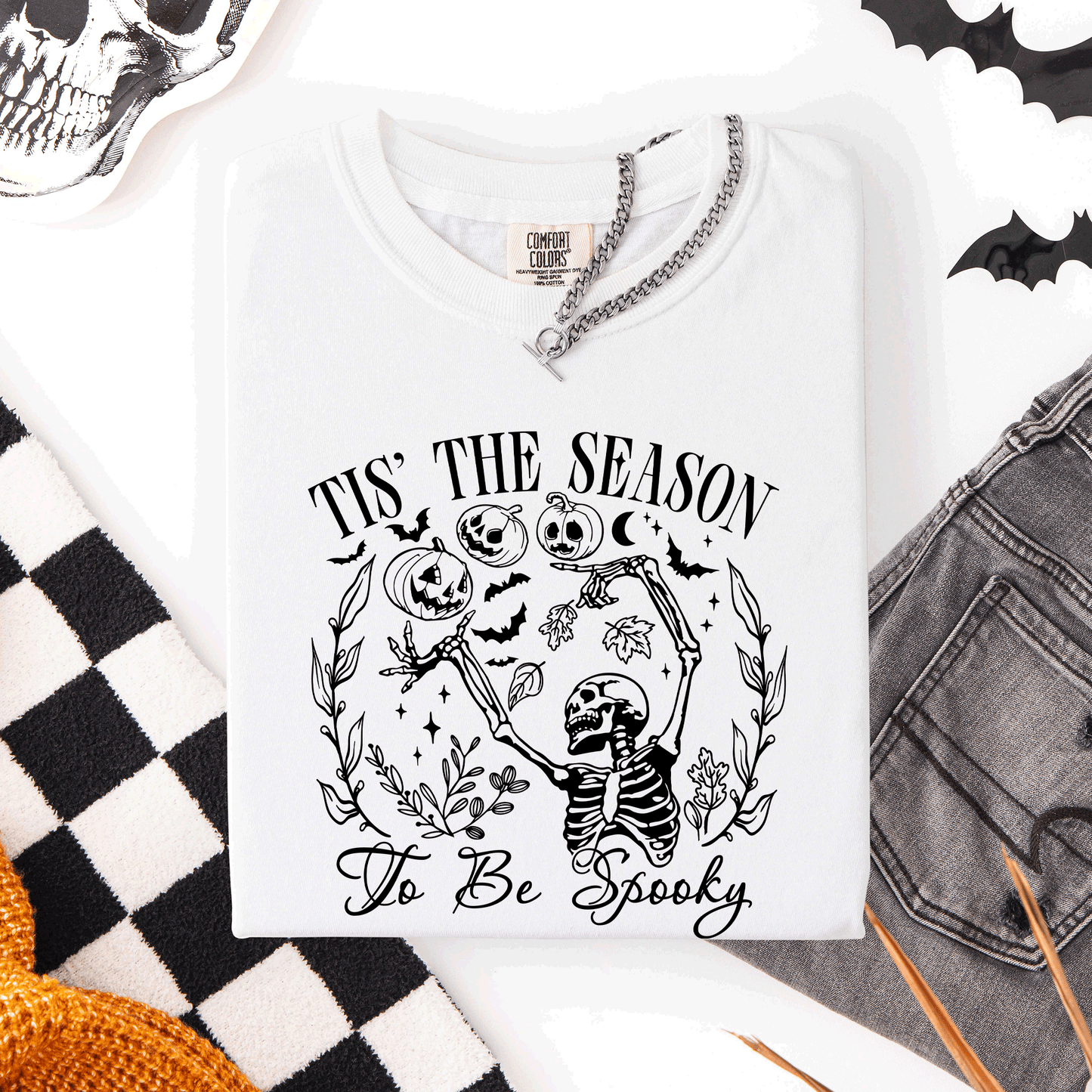 Tis The Season To Be Spooky, Retro, Classic, Halloween, Skeleton, Comfort Colors T-Shirt