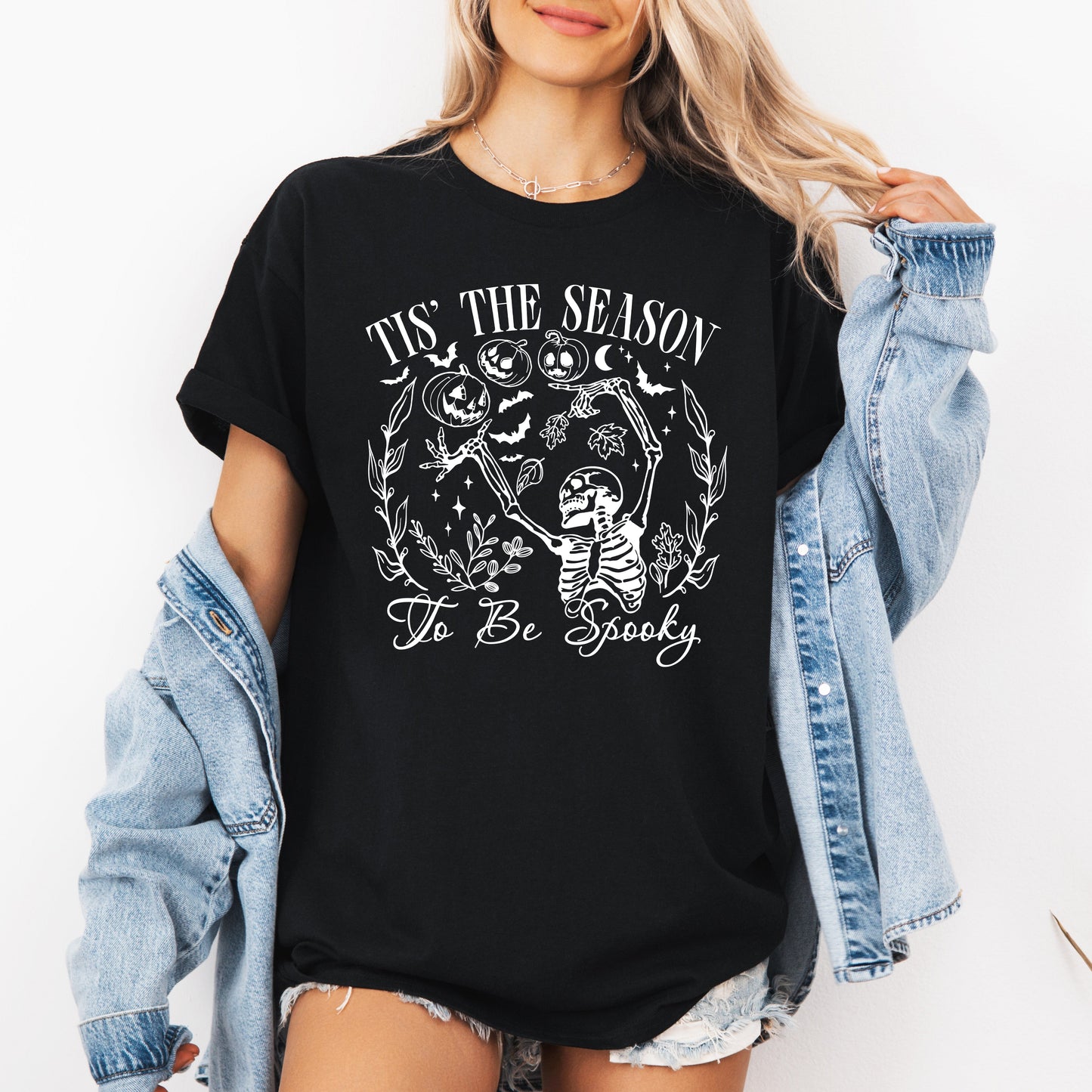 Spooky Skeleton Retro Classic Halloween Tshirt Refinery Number One