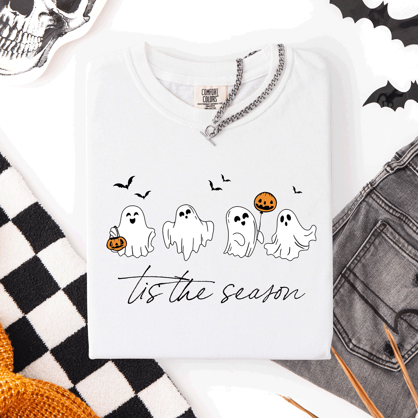 Tis The Season Cute Ghosts Halloween Comfort Colors T-Shirt Refinery Number One