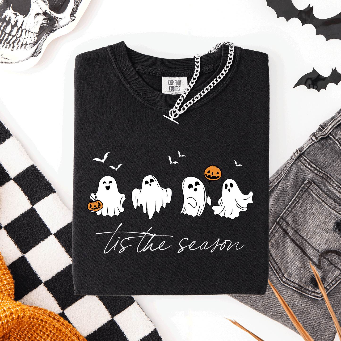 Tis The Season Cute Ghosts Halloween Comfort Colors T-Shirt Refinery Number One