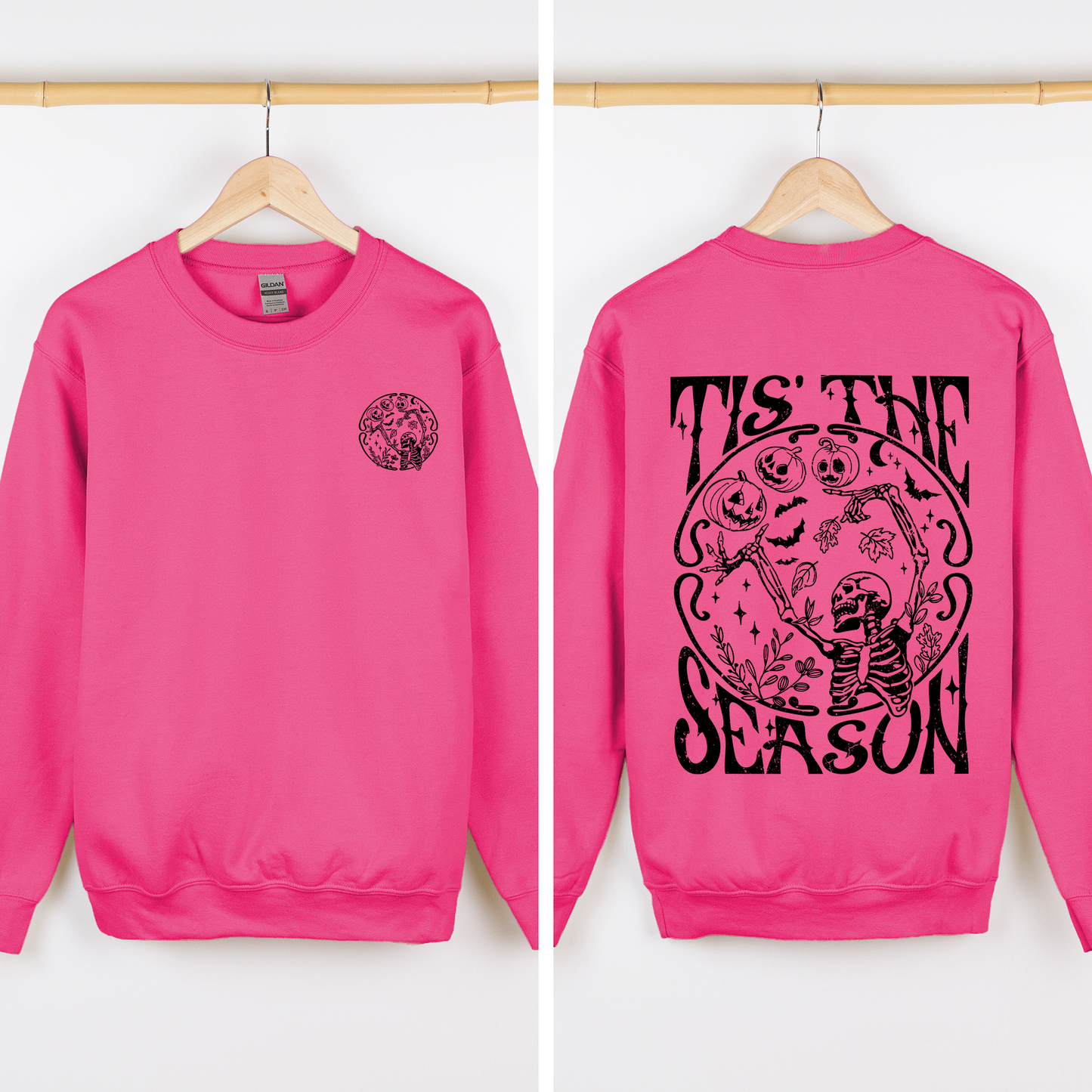 Tis The Season, Front and Back, Spooky, Skeleton, Funny, Halloween Sweatshirt