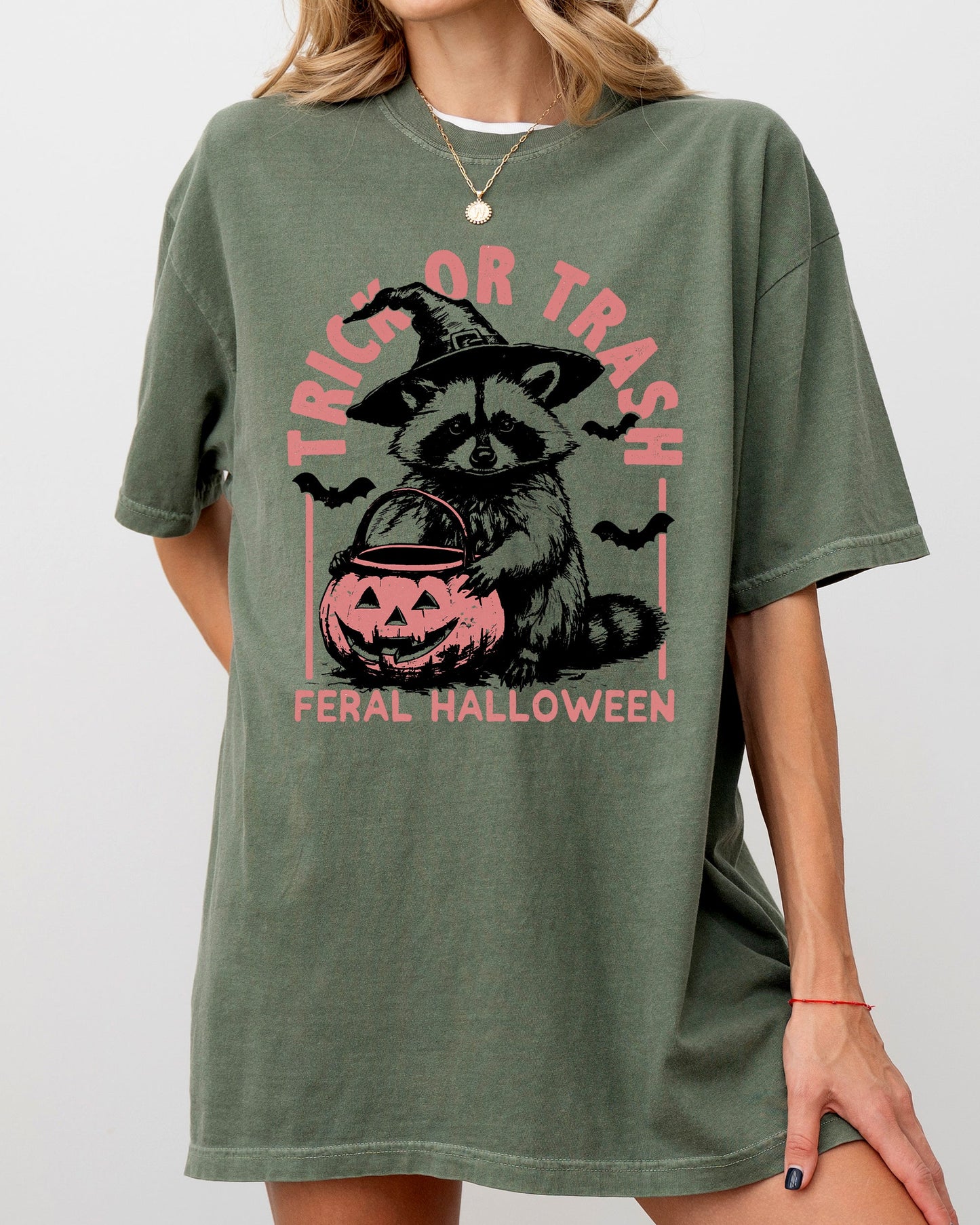 Trick or Trash, Feral Halloween, Raccoon, Trick Or Treat, Funny, Meme, Witch, Costume Shirt Comfort Colors T-Shirt
