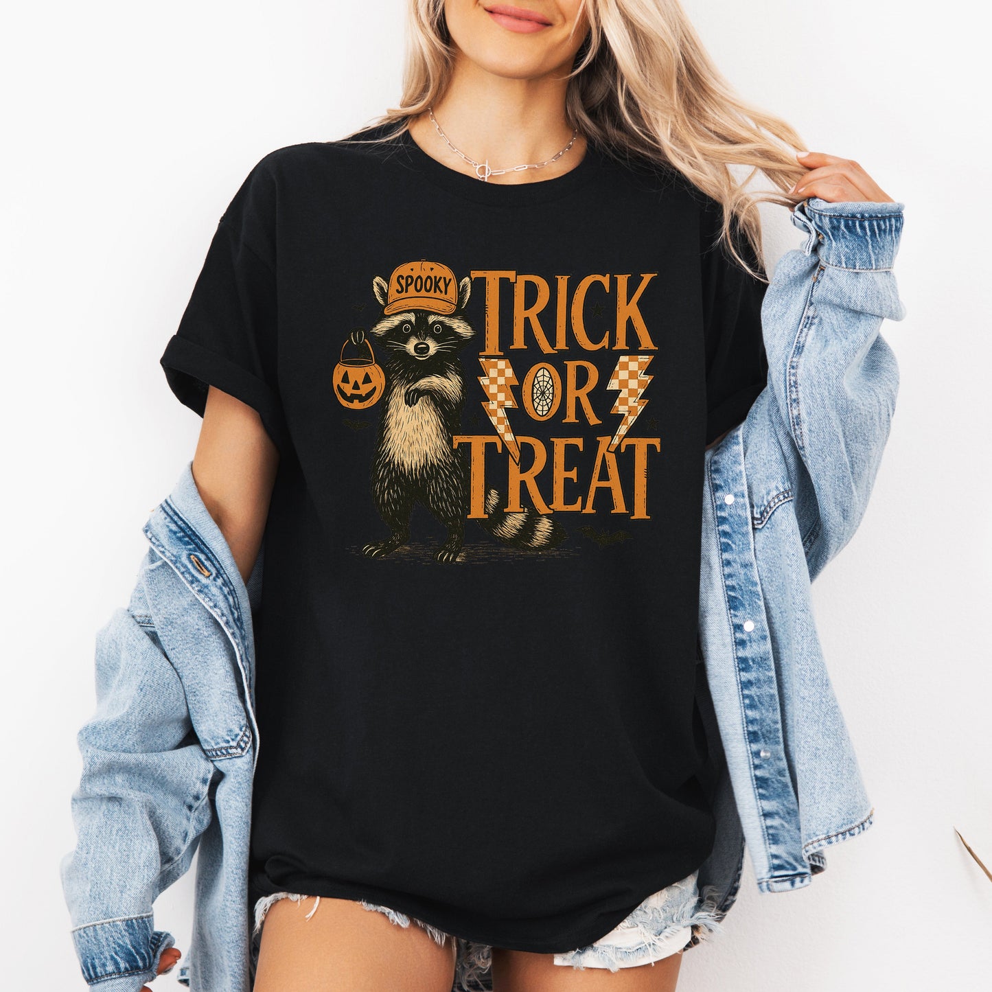 Trick or Treat Raccoon Cute Halloween Tshirt Refinery Number One
