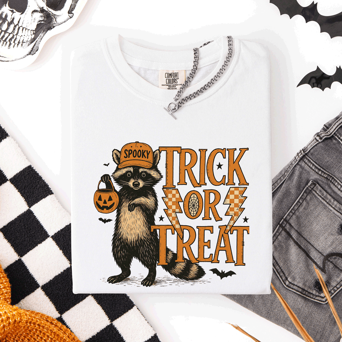 Trick or Treat Raccoon, Cute, Halloween, Spooky, Comfort Colors T-Shirt