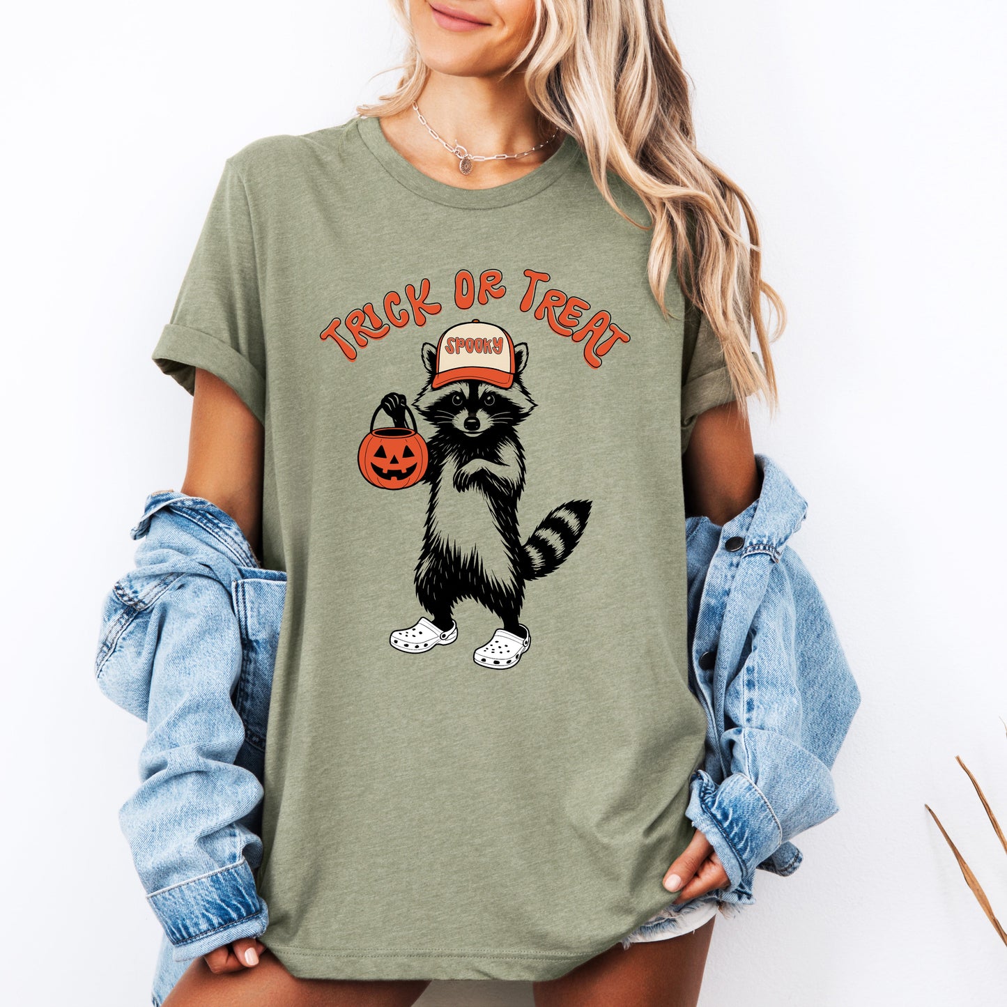 Trick or Treat, Feral Raccoon, Funny, Spooky, Halloween, Trending Graphic Tee, Tshirt