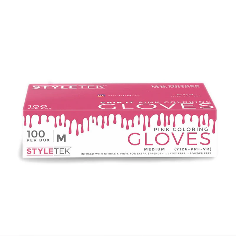 Pink Powder Free Gloves 5mm Thick Disposable Gloves Styletek