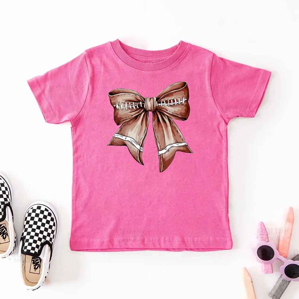 Vintage Football Bow For Kids T-Shirt – Cute Game Day Shirt for Girls