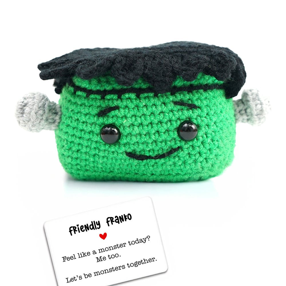 Positivity Crochet Support Doll Frankenstein Halloween Encouragement Gift