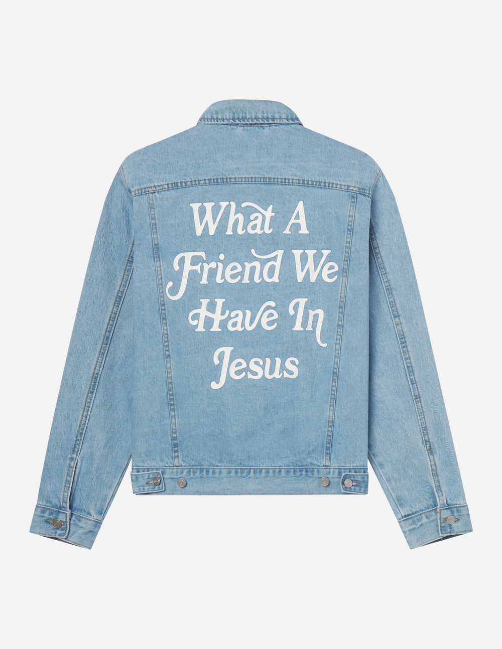 What a Friend In Jesus Light Blue Denim Jacket