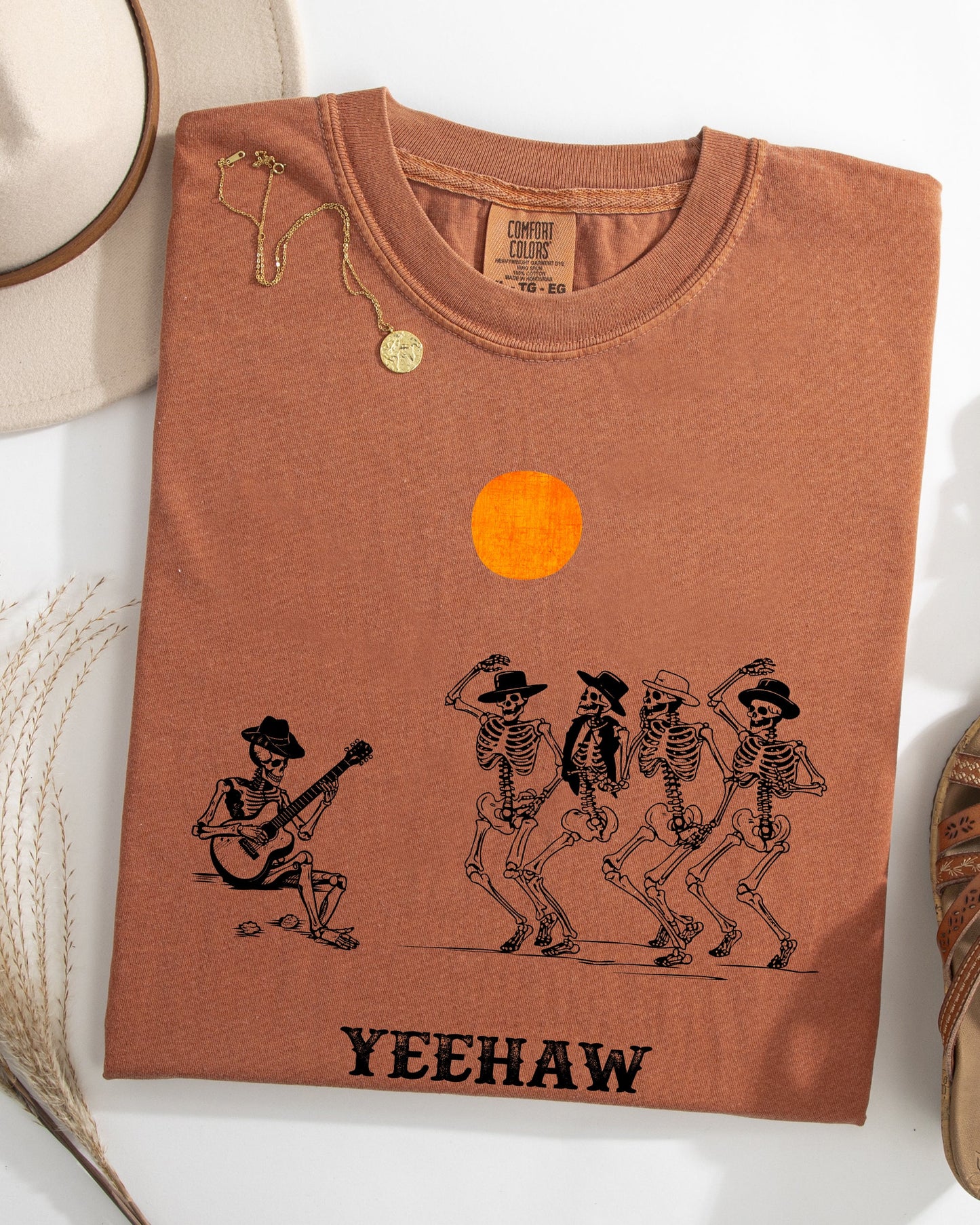 Yeehaw, Dancing Skeletons, Halloween, Country, Western, Cowboys Shirt Comfort Colors T-Shirt