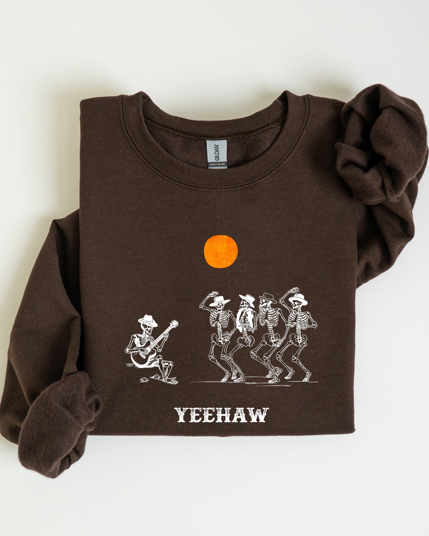 Yeehaw Dancing Skeletons Halloween Country Western Cowboys Sweatshirt