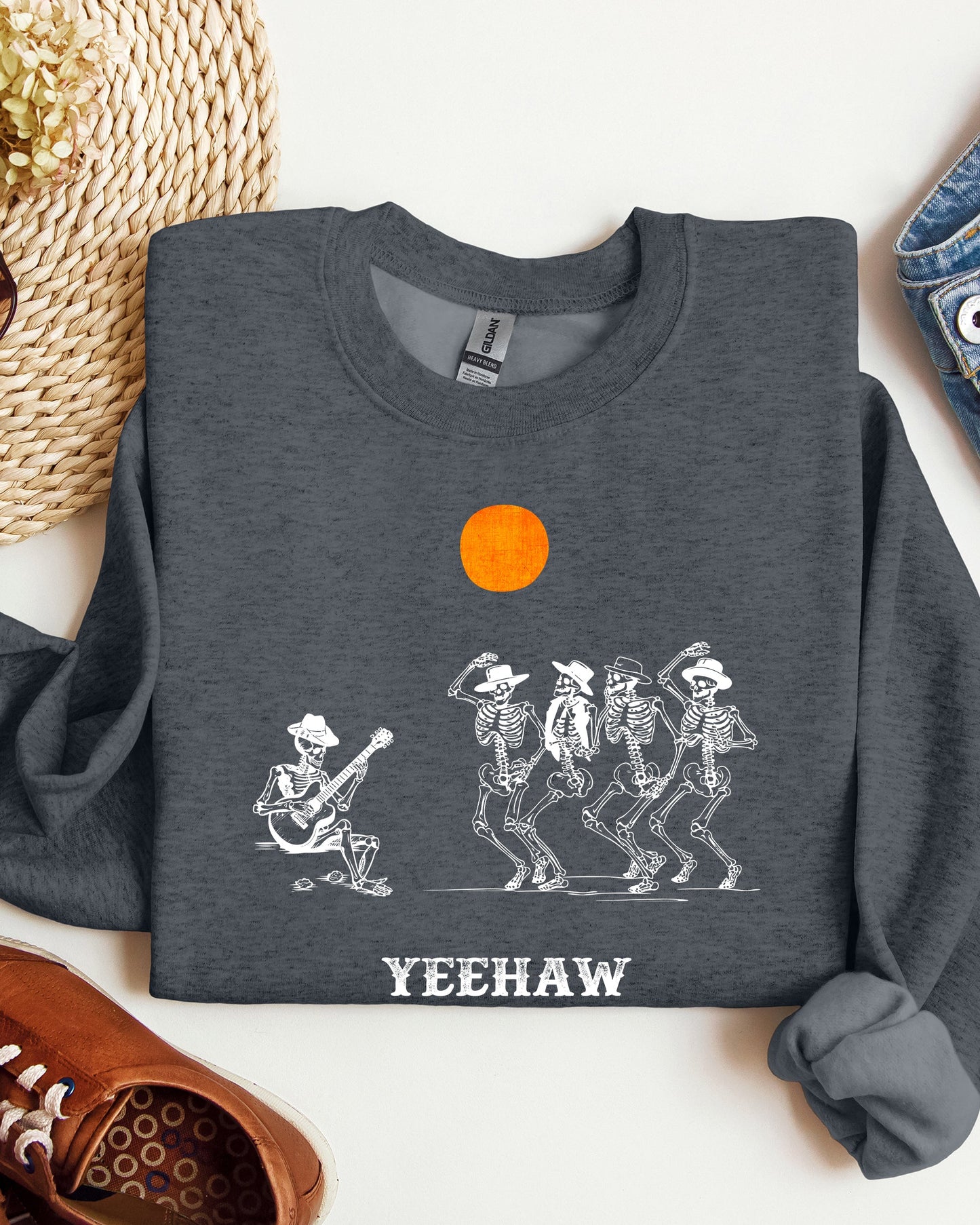 Yeehaw, Dancing Skeletons, Halloween, Country, Western, Cowboys Sweatshirt
