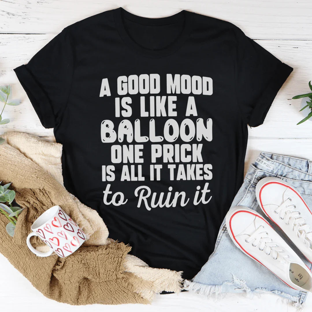 Good Mood Balloon Tee Soft Lightweight Cotton T-Shirt Peachy Sunday