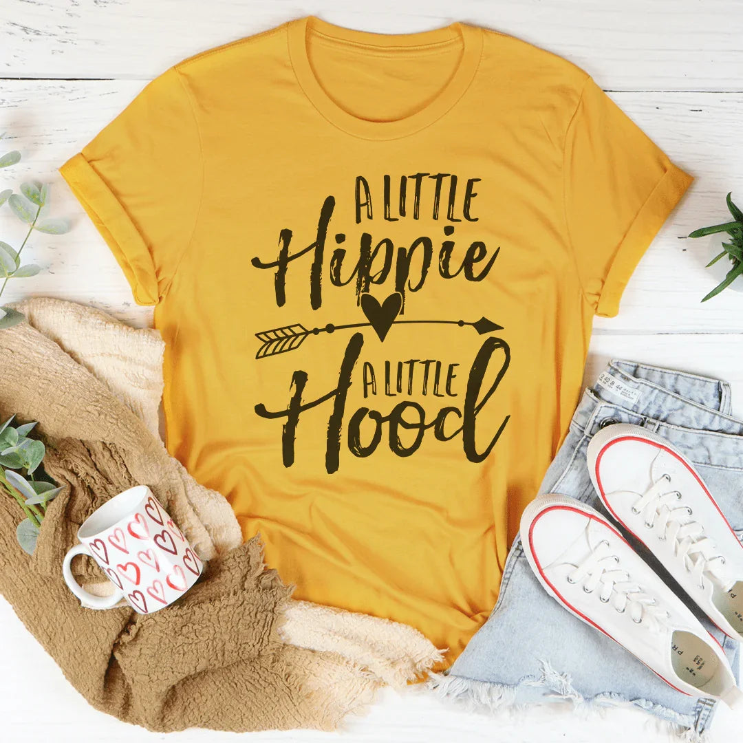 A little hippie a little hood Soft Cotton Tee Peachy Sunday