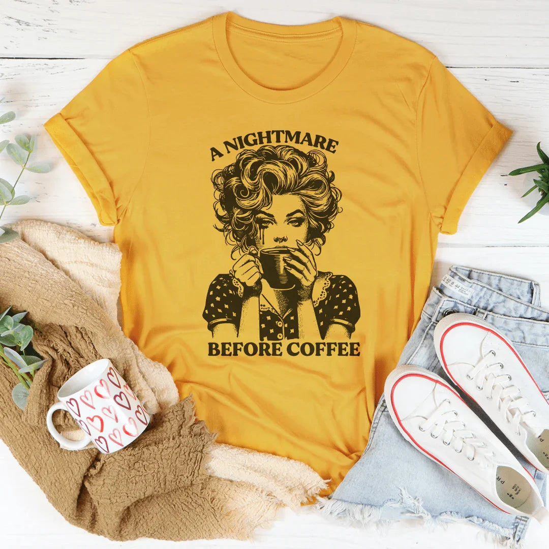 A Nightmare Before Coffee Ultra-Soft Tee Peachy Sunday