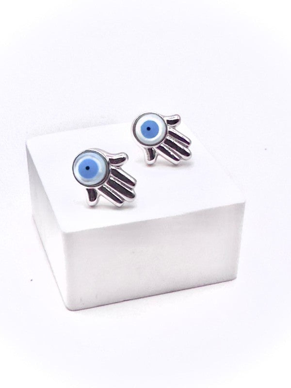 Hamsa Evil Eye Stud Earrings Sterling Silver Jewelry Koch La Ni