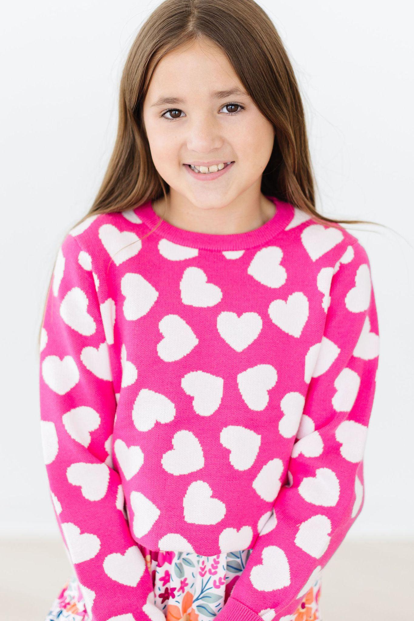 Hot Pink Hearts Key Attribute Sweater Mila & Rose