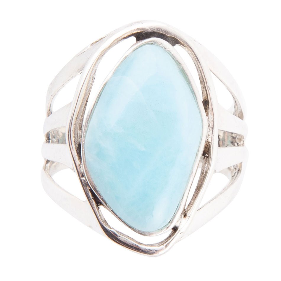 Blue Larimar Sterling Silver Statement Ring Abstract Barse Jewelry