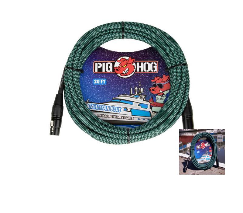 PIG HOG PHM20TAB Tahitian Blue Woven Mic Cable 20FT XLR