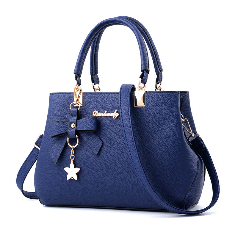 Women Shoulder Bag Large Bowknot Star Pendant Tote PU