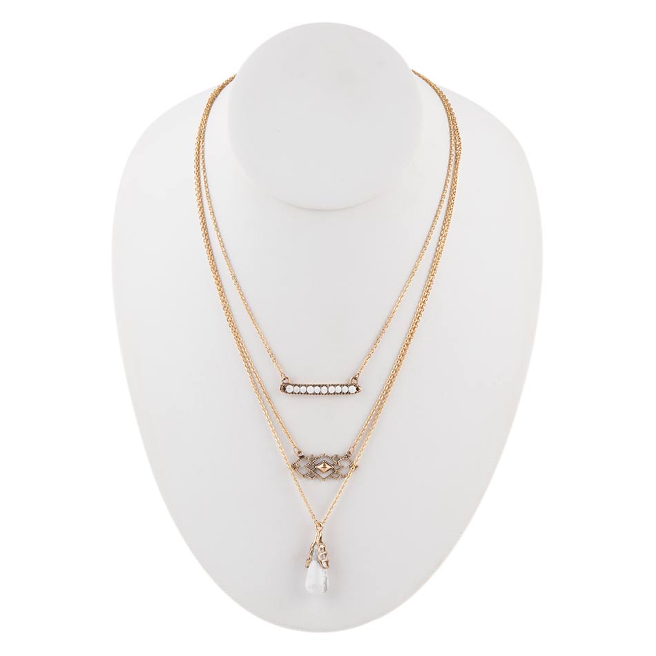 White Howlite Adjustable Bronze Layered Necklace Barse Jewelry