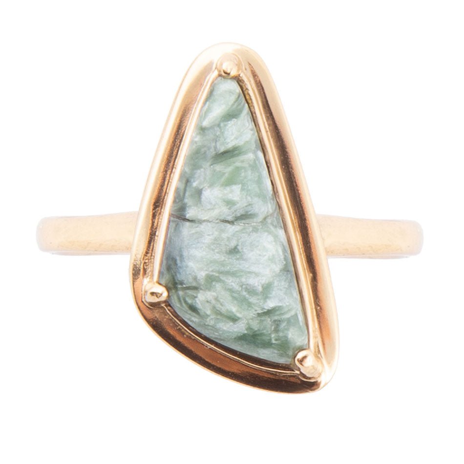 Alpine Green Seraphinite and Golden Bronze Ring