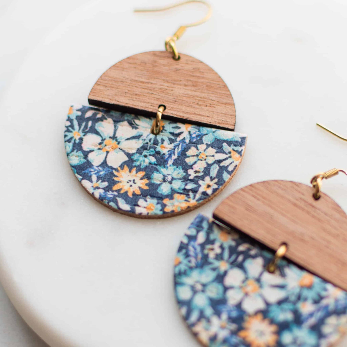 Alpine Summer Floral Wood Earrings Claire by Sela Designs