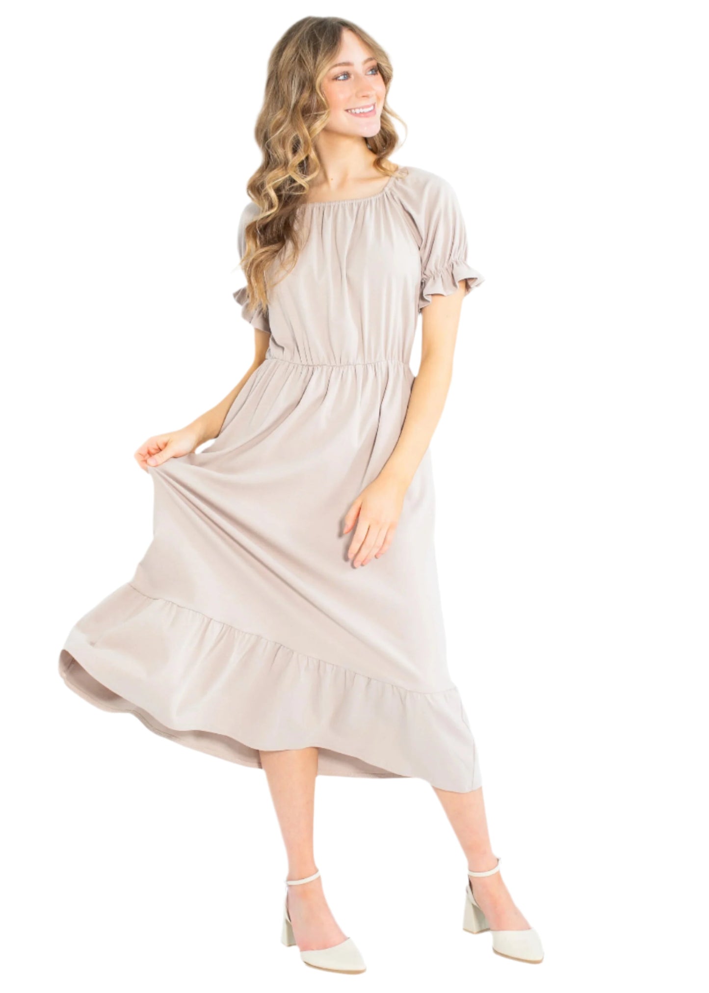 Amy Puff Sleeve Midi Dress