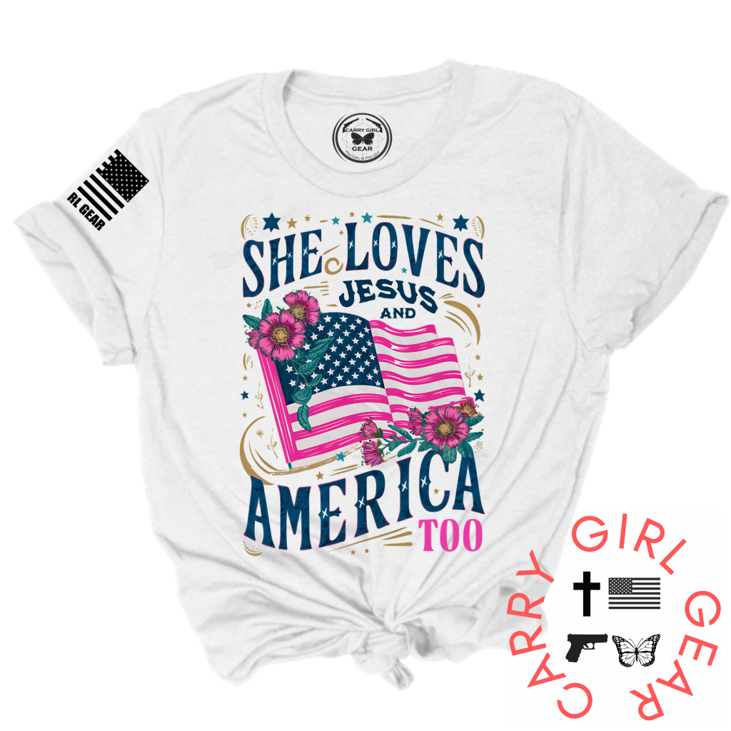 And America Too Tee Fitted Cotton T-Shirt Carry Girl Gear
