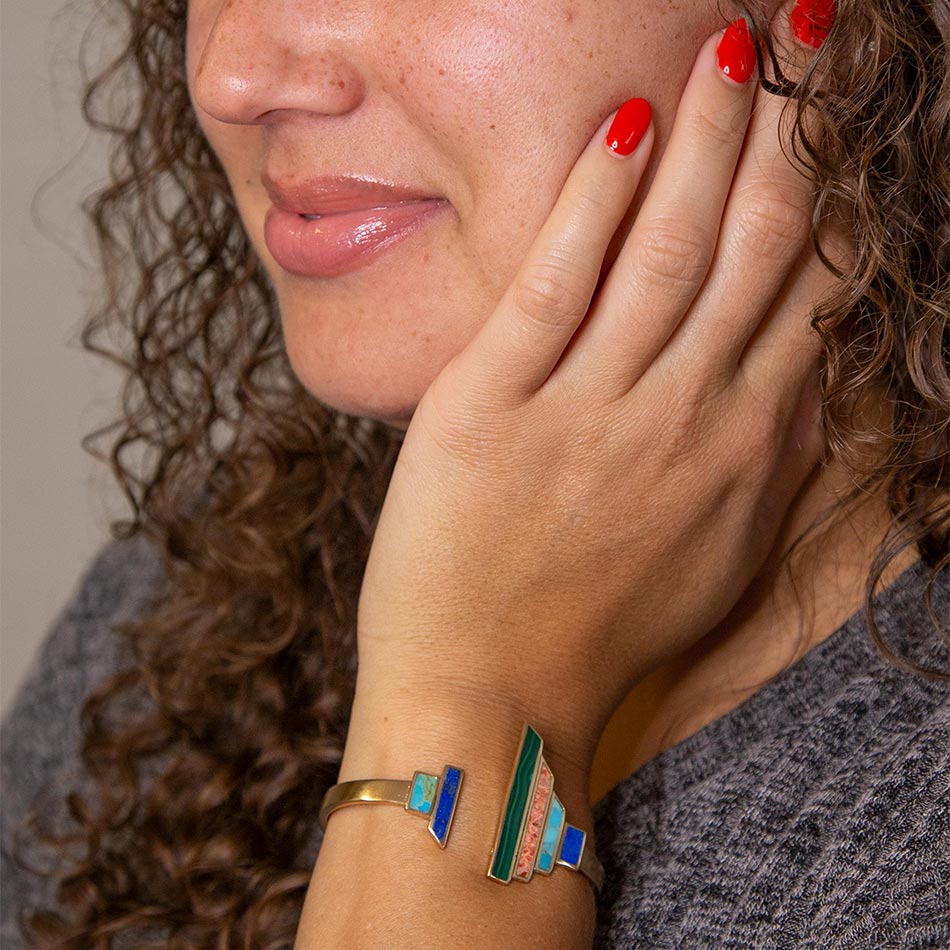 Art Deco Colorful Golden Statement Cuff