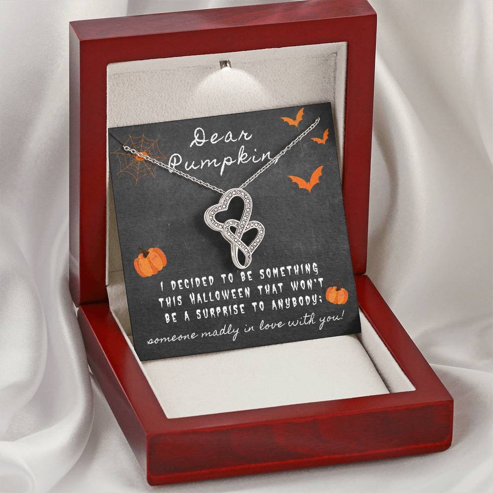 Double Heart Necklace 14K White Gold Pendant For Her Heartstring Treasures