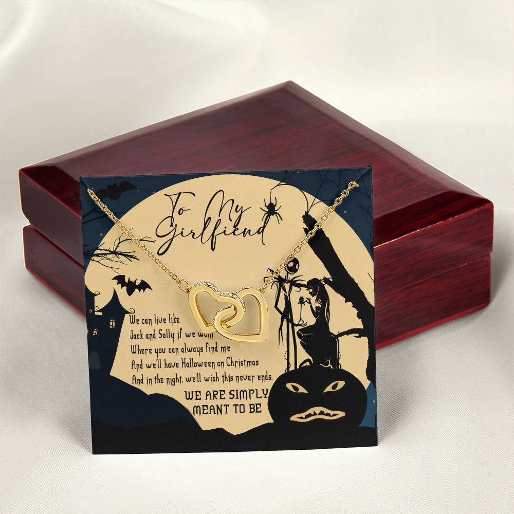 To My Girlfriend Necklace Halloween Gift Interlocking Hearts Necklace