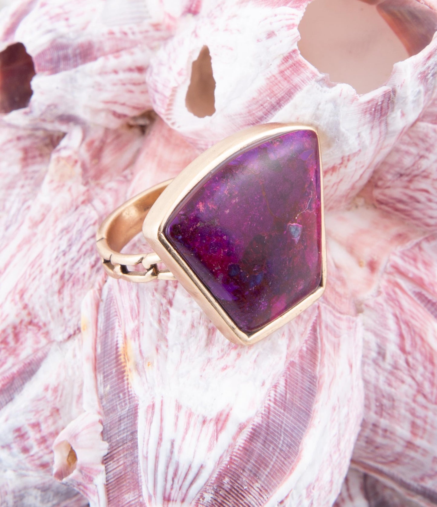 Athena Purple Turquoise Statement Golden Ring