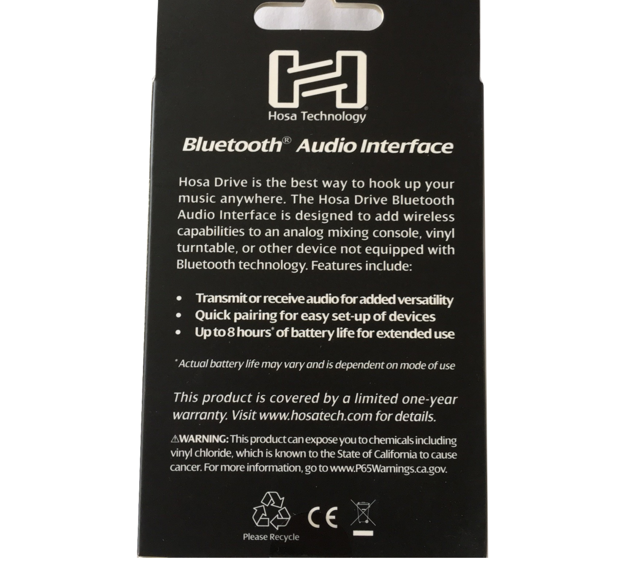 Bluetooth Audio Interface Drive Transmitter Receiver Hosa IBT-402