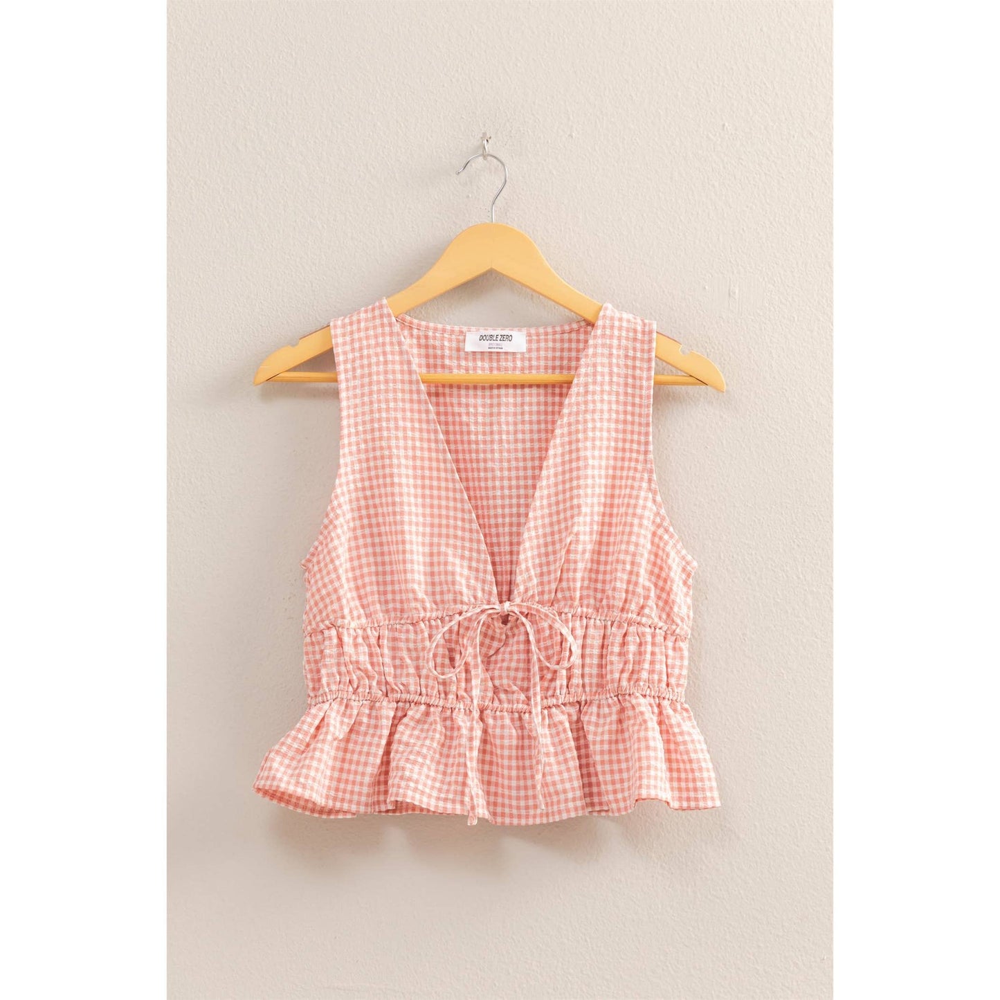 V-Neck Gingham Bow Detail Sleeveless Top Sweet Jude Boutique