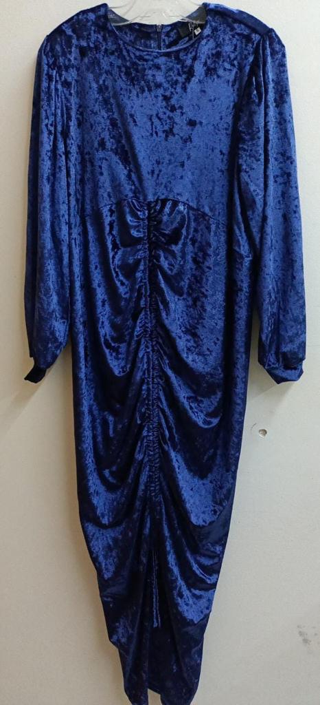 Blue Crushed Velvet Dress without Waist