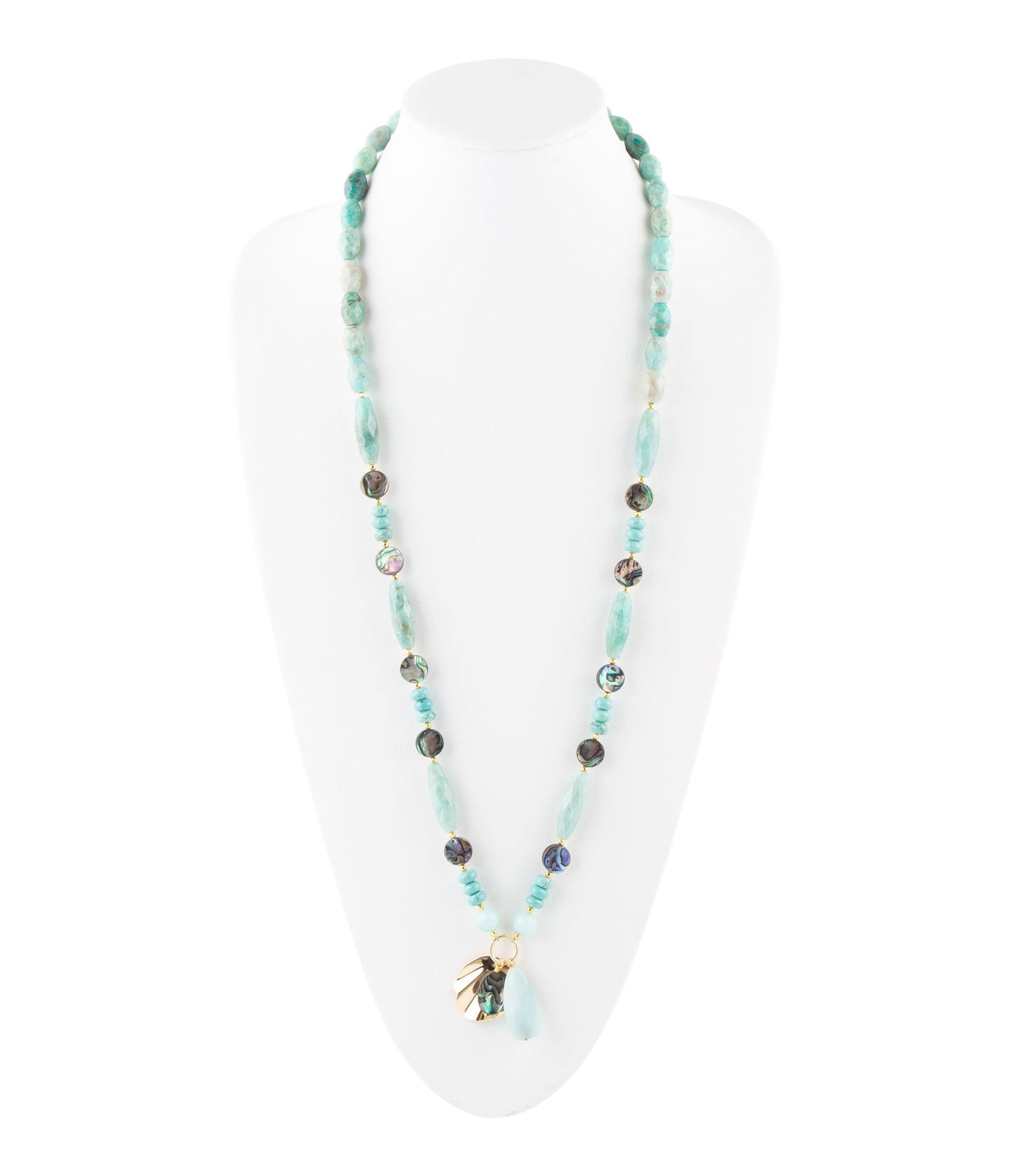 Amazonite and Abalone Long Necklace 38" Length Barse Jewelry
