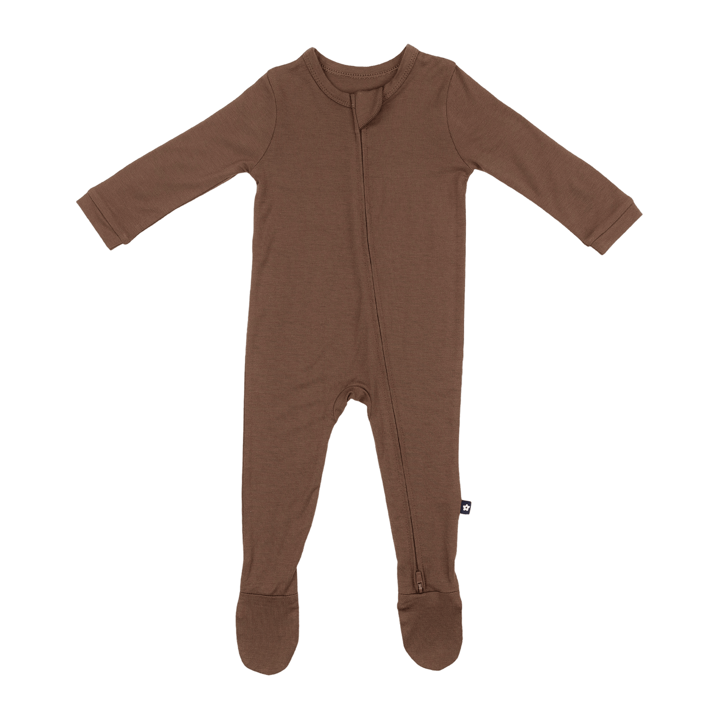 Larkspur Baby Zip Footie in Chestnut