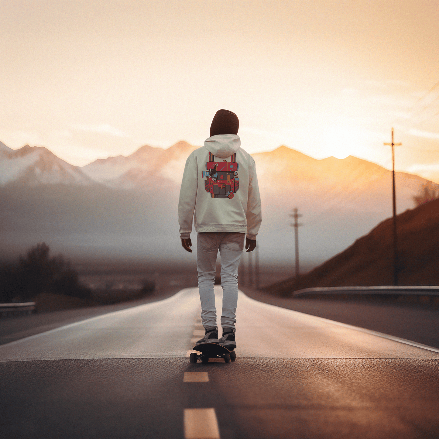 Bigfoot Backpack Hoodie Soft Cotton Relaxed Fit Hoodie